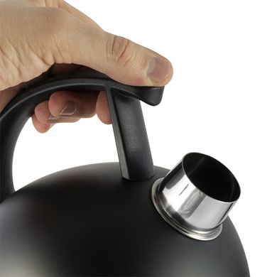 Чайник Ofenbach Черный 1,5л из нержавеющей стали со свистком и нейлоновой ручкой для индукции и газа KM-100304