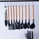Набор кухонных принадлежностей на подставке 19 штук кухонные аксессуары из силикона с бамбуковой ручкой Черный