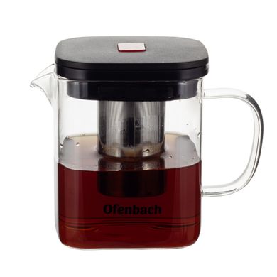 Стеклянный заварочный чайник с ситечком Ofenbach KM-100612M - 1 л