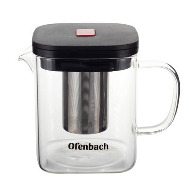 Стеклянный заварочный чайник с ситечком Ofenbach KM-100612M - 1 л