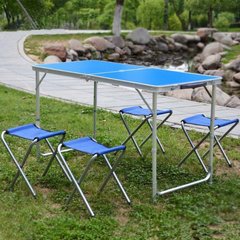 Раскладной туристический стол +4 стула для пикника, синий
