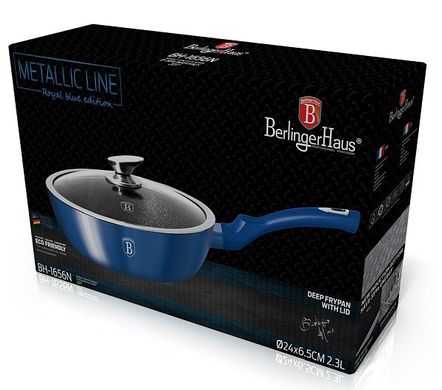 Сковорода глубокая Berlinger Haus Metallic Line Royal Blue Edition BH-1656 N - Ø24 см, Синий