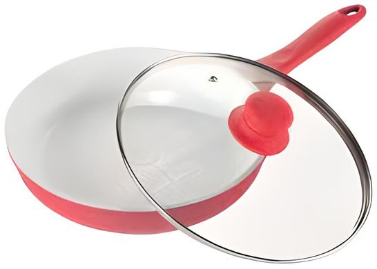 Сковорода з керамічним покриттям Barton Steel BS-7024 red - 24 см червона