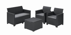 Комплект садовой мебели Keter Emma 2 seater set, стол-сундук, серый