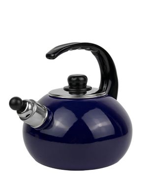 Чайник емальований зі свистком із чорною бакелітовою ручкою Kamille KM-1039C - 2,5 л, синій