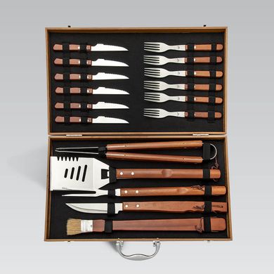 Набір для барбекю/гриля в дерев'яному кейсі з вилками та ножами Maestro MR1012 - 18пр/подарунковий