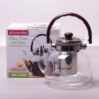 Заварочный чайник с съемным ситечком Kamille KM-1620 — 1400 мл, Прозрачный