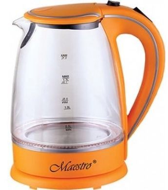 Електрочайник скляний MAESTRO MR064-о (1,7л) оранжевий.