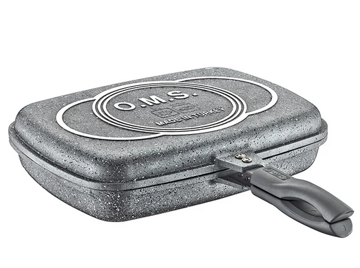 Сковорода-гриль двостороння OMS 3215 grey прямокутна (36 х 26 х 9см)