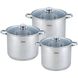 Набір посуду з великих каструль нержавіючої сталі Bohmann BH 3436 - 5.8, 7.4, 9.1 л