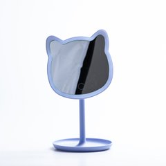 Зеркало настольное в форме котика с led подсветкой для макияжа Синий