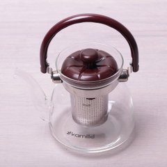 Заварочный чайник с съемным ситечком Kamille KM-1617 - 800 мл, Прозрачный