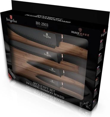 Набор ножей с доской для нарезки Berlinger Haus Black Rose Collection BH 2503 - 5 предметов