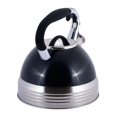 Чайник зі свистком і ручкою з покриттям "soft-touch" Kamille KM-0696BL - 2.7 л, чорний, Чорний