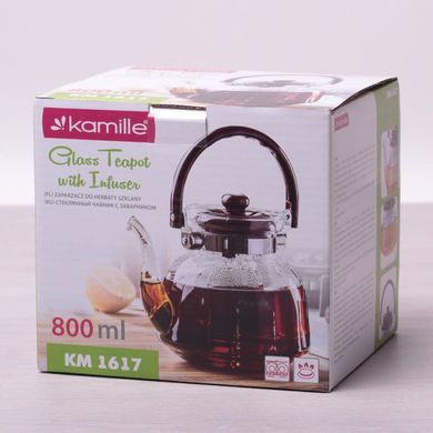 Чайник для заварювання зі знімним ситечком Kamille KM-1617 - 800 мл, Прозорий