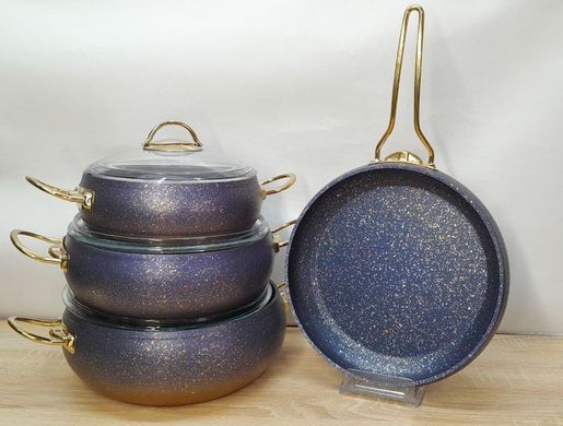 Набор посуды O.M.S. Collection (Турция) с а/п покрытием из 7-ми (4/3) предм 3023 синий