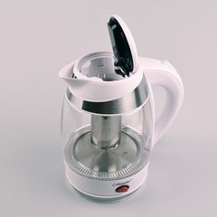 Електричний чайник зі скла із сітчком Maestro MR065-б (1.8л) білий