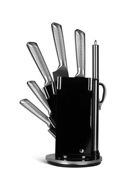 Набір ножів з топоріком, ножицями та мусатом Edenberg EB-915 - 8 пр/металік