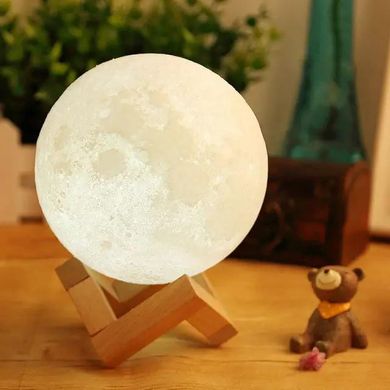 Настільний неоновий 3D нічник-місяць від акумулятора на дерев'яній підставці із сенсорним перемиканням MOON LIGHT Atlanfa ART-0164 - 17.5см