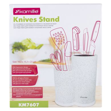 Подставка для ножей и кухонных принадлежностей Kamille Белый 22см (двойная) KM-7607BL