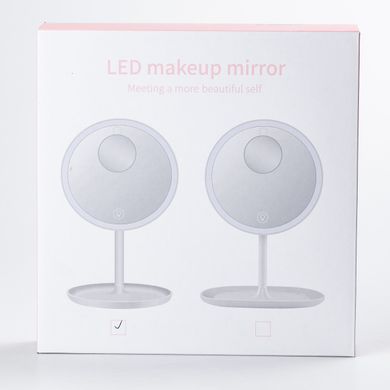 Зеркало настольное круглое с увеличением и led подсветкой для макияжа Розовый