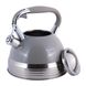 Чайник зі свистком і ручкою з покриттям "soft-touch" Kamille KM-0696GR - 2.7 л, сірий, Сірий