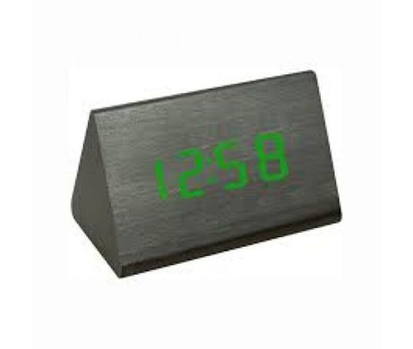 Настільний годинник з будильником від мережі та батарейок VST VST-864-4 - зелене підсвічування