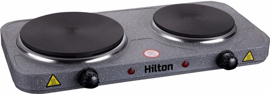 Настольная плита электрическая HILTON HEC-203 - 2 конфорки, серая (2000 Вт)