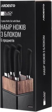 Набір ножів з дерев'яною підставкою Ardesto Black Mars (AR2020SW) - 6 предметів