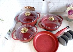 Набор посуды O.M.S.Collection (Турция) с а/п покрытием из 7-ми (4/3) предм 3043 красный