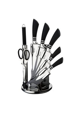 Набір ножів топорік/сантоку/шеф-ніж/ножиці/мусат/універсальний/овочний Edenberg EB-905 - 8 пр/чорні ручки