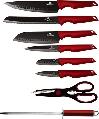 Набір ножів із підставкою Berlinger Haus Metallic Line Burgundy Edition BH-2686 - 8 предметів