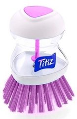 Щетка для мытья посуды с емкостью для моющего средства Titiz Plastik TP-110-PK - 8 см (розовая)