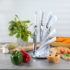Набір ножів з тесаком, ножицями і мусатом Edenberg EB-906 - 8 пр/білі ручки