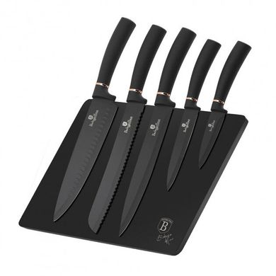 Набір ножів на підставці Berlinger Haus BLACK ROSE Collection BH-2407 - 6 предметів