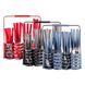 Набір столових приладів із нержавіючої сталі з пластиковими ручками та підставкою Kamille KM-5244 - 25 предметів (синій, сірий, червоний)