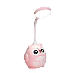 Лампа настольная детская аккумуляторная с USB 4.2 Вт настольный светильник сенсорный Сова CS-289 Розовый