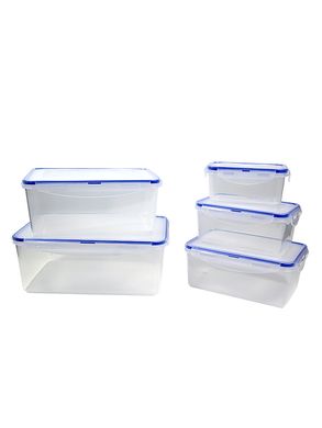 Набор герметичных контейнеров с крышками, для еды и хранения продуктов Kamille KM-20000 - 5 предметов (0,5 л, 0,9 л, 1,5 л, 2,5 л, 3,5 л)