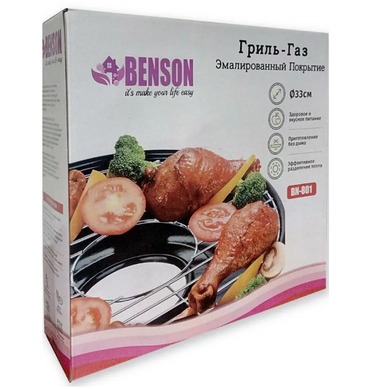 Сковорода гриль-газ із емальованим покриттям Benson BN-801 - 33см