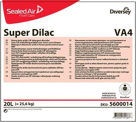 Высокоэффективное кислотное моющее средство для удаления солей жесткости воды для CIP-мойки Diversey Super Dilac 5600014 - 20 л