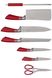 Набір ножів з тесаком, ножицями і мусатом Edenberg EB-907 - 8 пр/червоні ручки