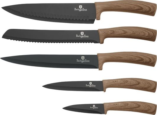 Набір ножів з магнітною підставкою Berlinger Haus Ebony Maple Collection BH 2521 - 6 предметів