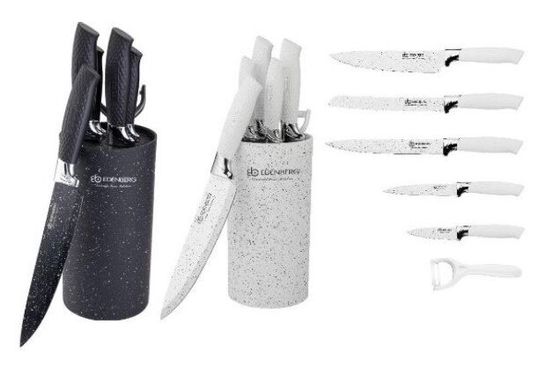 Набор ножей с колодой Edenberg EB-5103W - 7 пр/белые