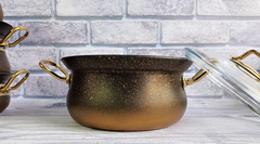 Набор посуды со сковородой OMS 3045 gold — 10 пр (3л/3,4л/4,8л/6л +сковорода 26см)