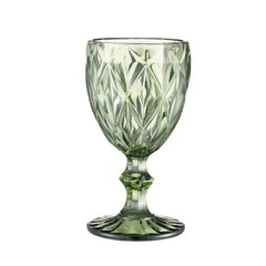 Бокал для вина фигурный граненый из толстого стекла набор 6 шт Зеленый