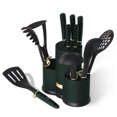 Набор кухонных принадлежностей и ножей с подставкой Berlinger Haus Emerald Collection BH 6250 — 13 предметов