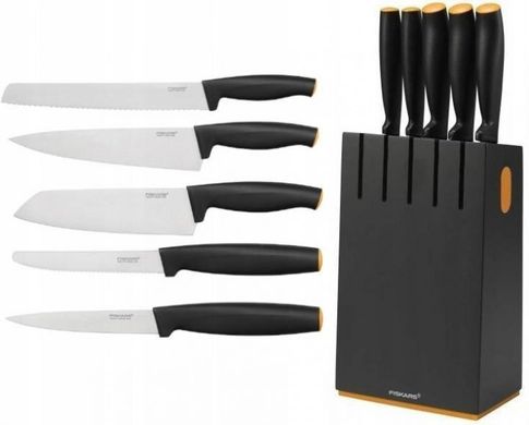 Набір ножів Fiskars Form із чорною підставкою, 6 шт (1014190)