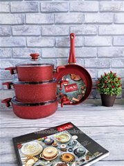 Набор посуды O.M.S.Collection с а/п покрытием из 7-ми (4/3) предм. (ручки бакелит) арт. 3005.01.02. красный