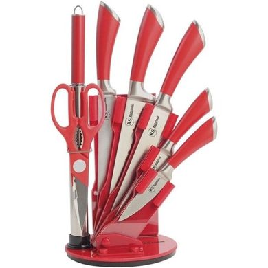 Набор ножей с топориком,ножницами и точилкой Rainstahl RS-KN 8002-08/красные, Красный