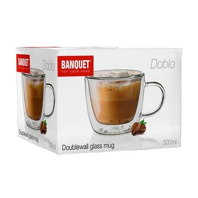 Чашка скляна з подвійним дном Banquet Doblo (4205025) - 300 мл, низька
